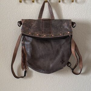 Patricia Nash Two-Tone Distressed Brown Convertible Leather Backpack